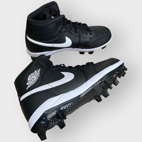 Nike Air Jordan 1 Retro MCS Black Baseball Cleats Mens size 9 AV5354-011 New - Picture 10 of 12
